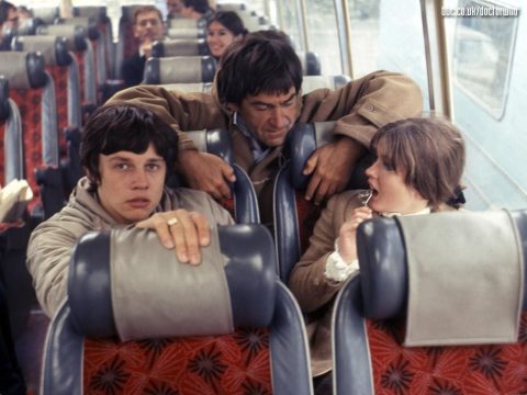 doctor_who_patrick_troughton_frazer_hines_and_deborah_watling_on_a_coach_on_location