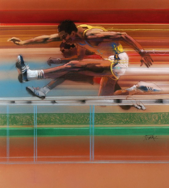 bob_peak_official_1984_olympics_hurdles_poster_for_us_postal_service