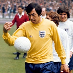 England goalkeeper Gordon Banks leads the team out at Wembley