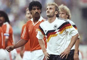Rudi Voller and Frank Rijkaard at the 1990 World Cup